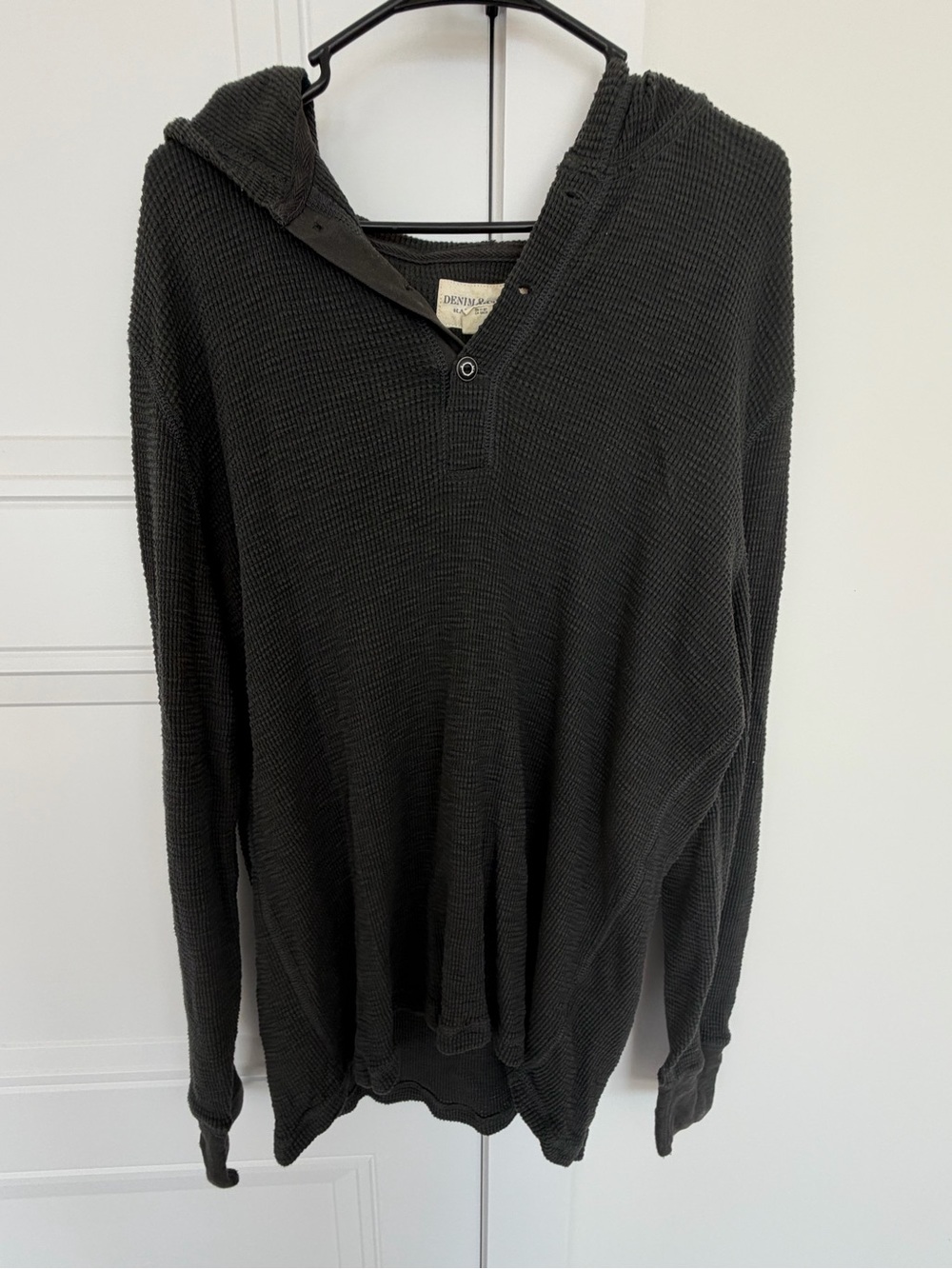 Denim & Supply Ralph Lauren Men’s Charcoal Grey Waffle Knit Hoodie